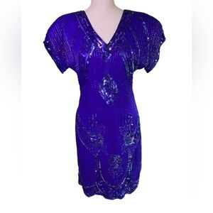 Vintage 80’s Cobalt Blue Sequin Dress B37